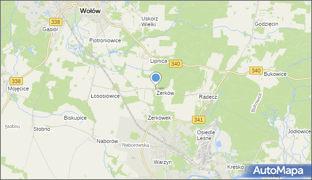 mapa Żerków, Żerków gmina Brzeg Dolny na mapie Targeo